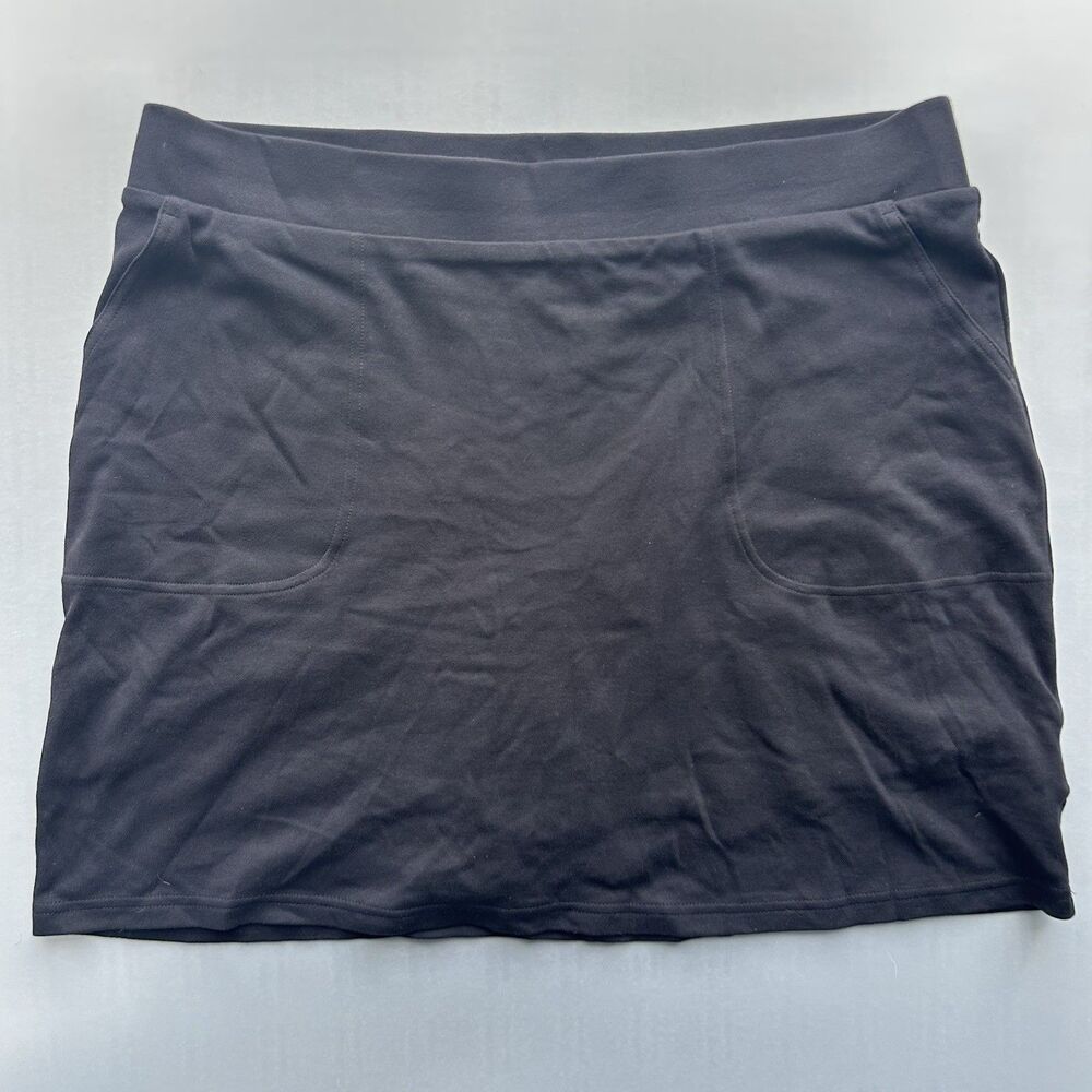 Croft and Barrow Skort Women’s Size L Black Elastic Waist Shorts Skirt Pockets
